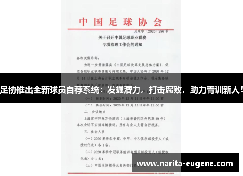 足协推出全新球员自荐系统：发掘潜力，打击腐败，助力青训新人！